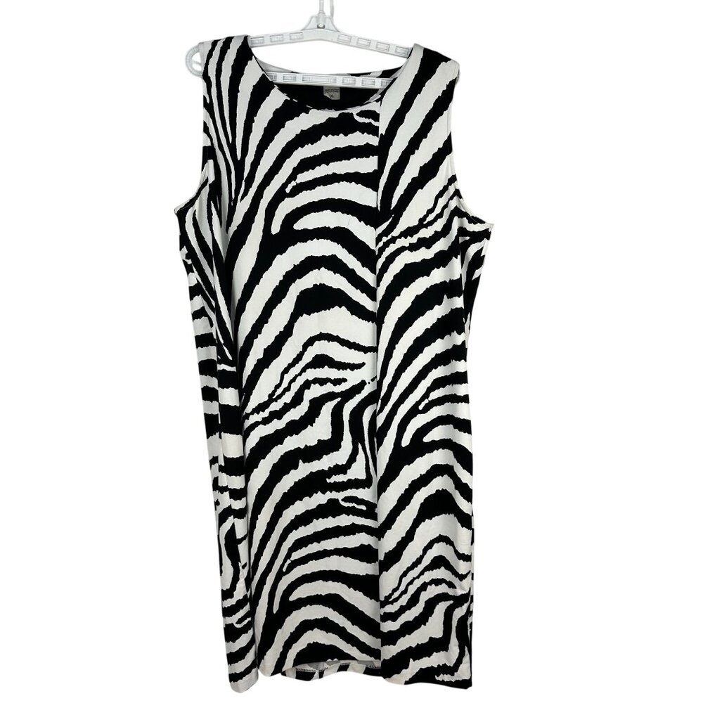 Peter Nygard Zebra Print Sleeveless Dress XL Bold Statement Chic Style